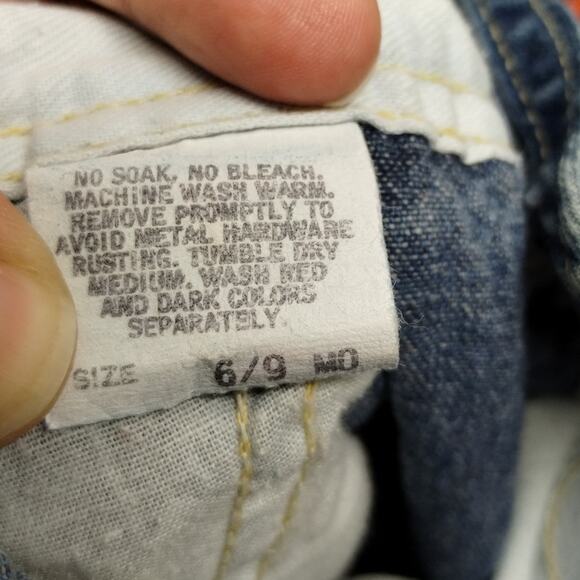 Vintage OshKosh B'Gosh Size 6-9 Mo Made in USA Baby Blue Denim Jean Overalls - Picture 6 of 7